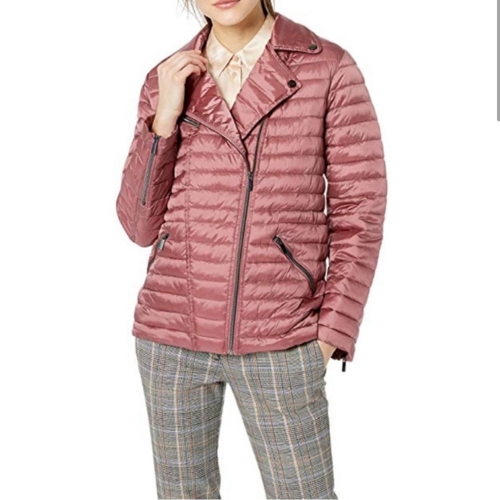 Badgley Mischka Mia Puffer Biker Jacket Women's L